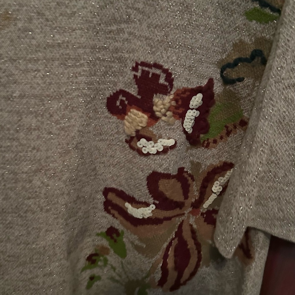 Anthropologie Knit and Knotted Embroidered Petals Swing Sweater Dress - Picture 8 of 9